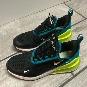 Nike Air 270 black with teal and volt kids 6.5
